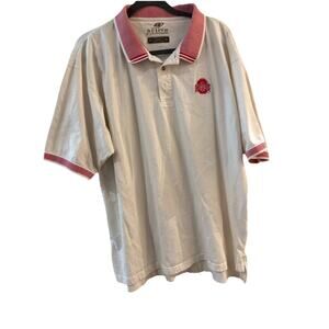 Ohio State Men’s Polo Sz XL Cream Red Stripe Collar Active By Knights Athletics